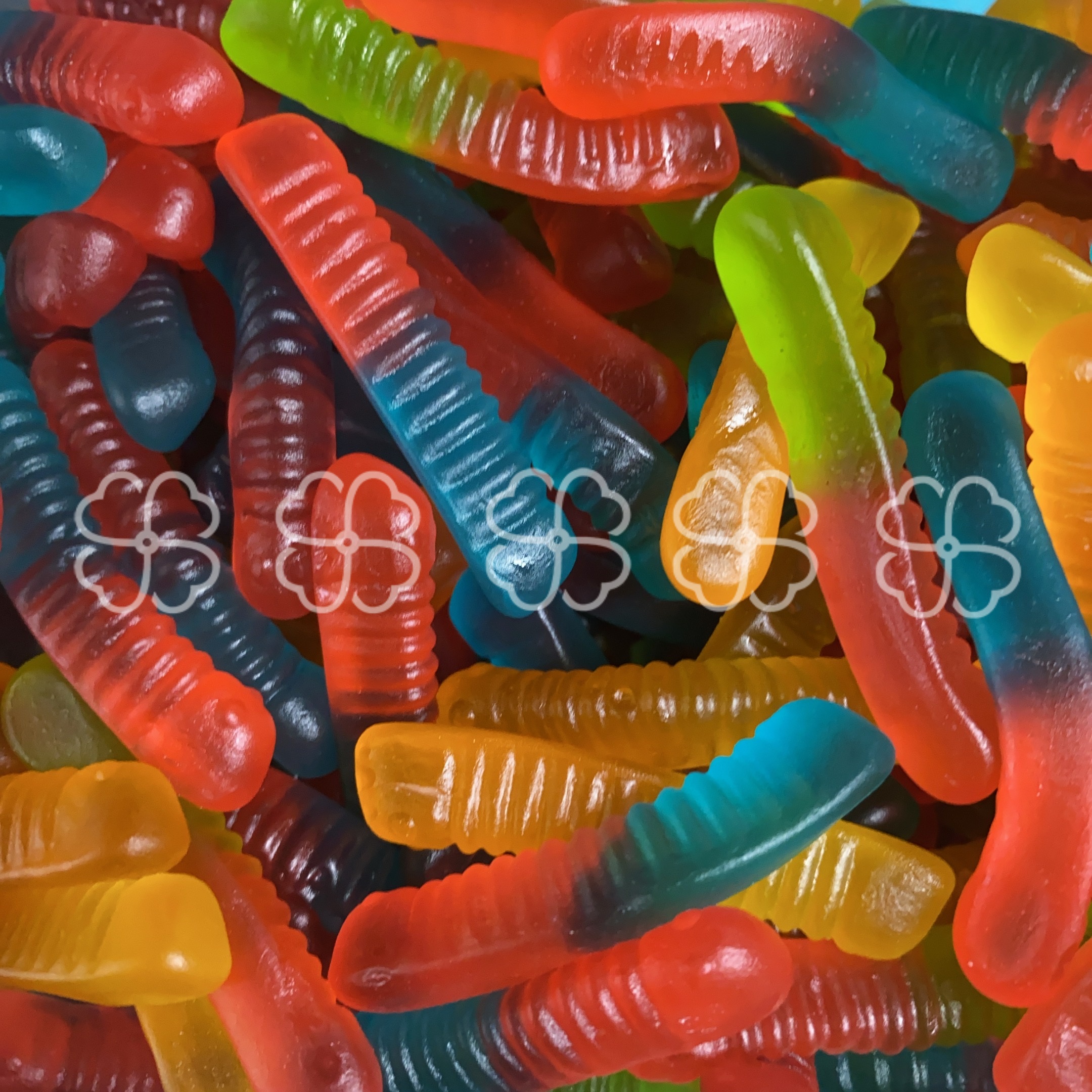 Two-color worm gummy candy